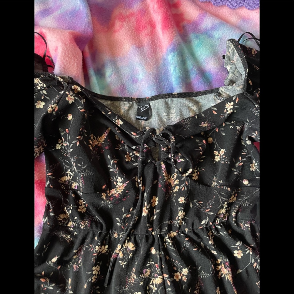 Windsor black with flower romper with a keyhole